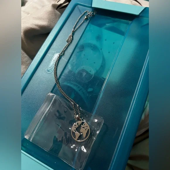 Silver World Map Necklace Mother Earth Necklace - Picture 3 of 3